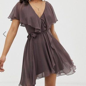 ASOS mini dress with cape back and dipped hem